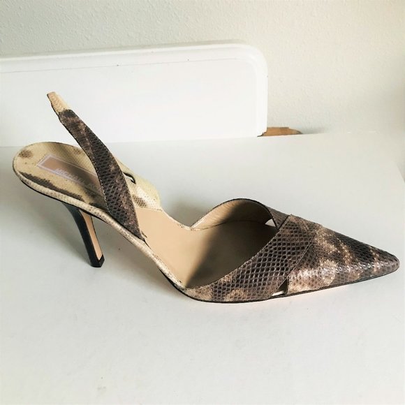 Michael Kors Shoes - NWOB Michael Kors Snakeskin Slingback Heels Pointed Toe Size 8